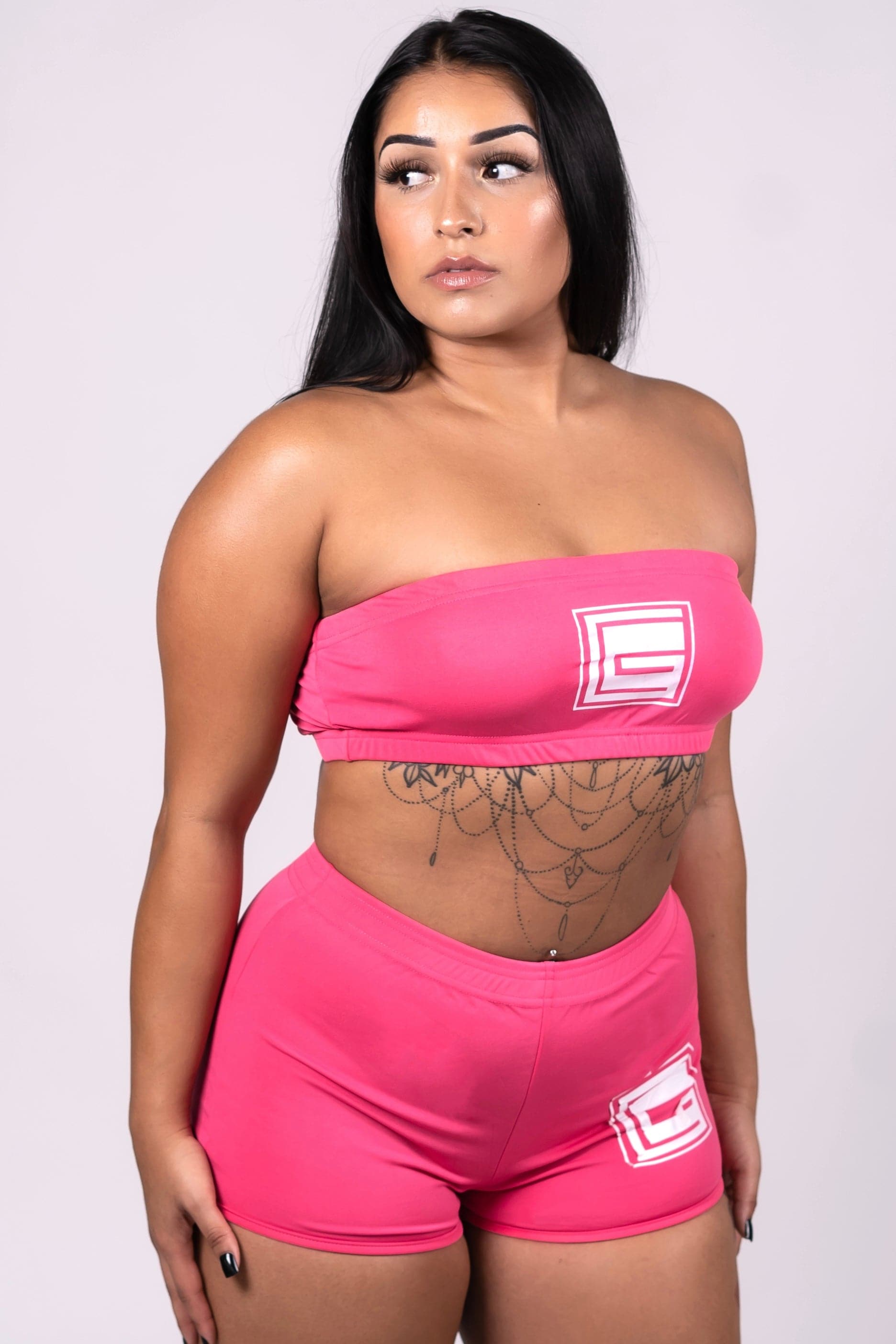 GC CLASSIC Two Piece Tube Top Short Set - PINK GC Apparel